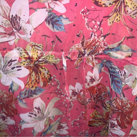 Pink Floral West Loop Swim Cover Up One Size Tie Waist NWT - Picture 3 of 5